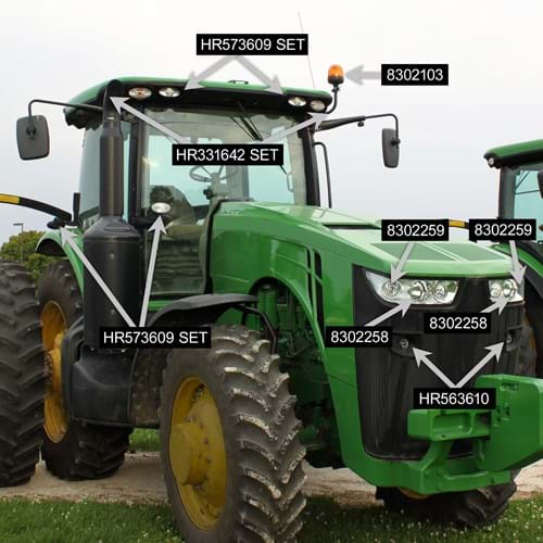 8302259 3-1/4" Round LED Flood Beam Grille Light for John Deere Tractors, 3200 Lumens