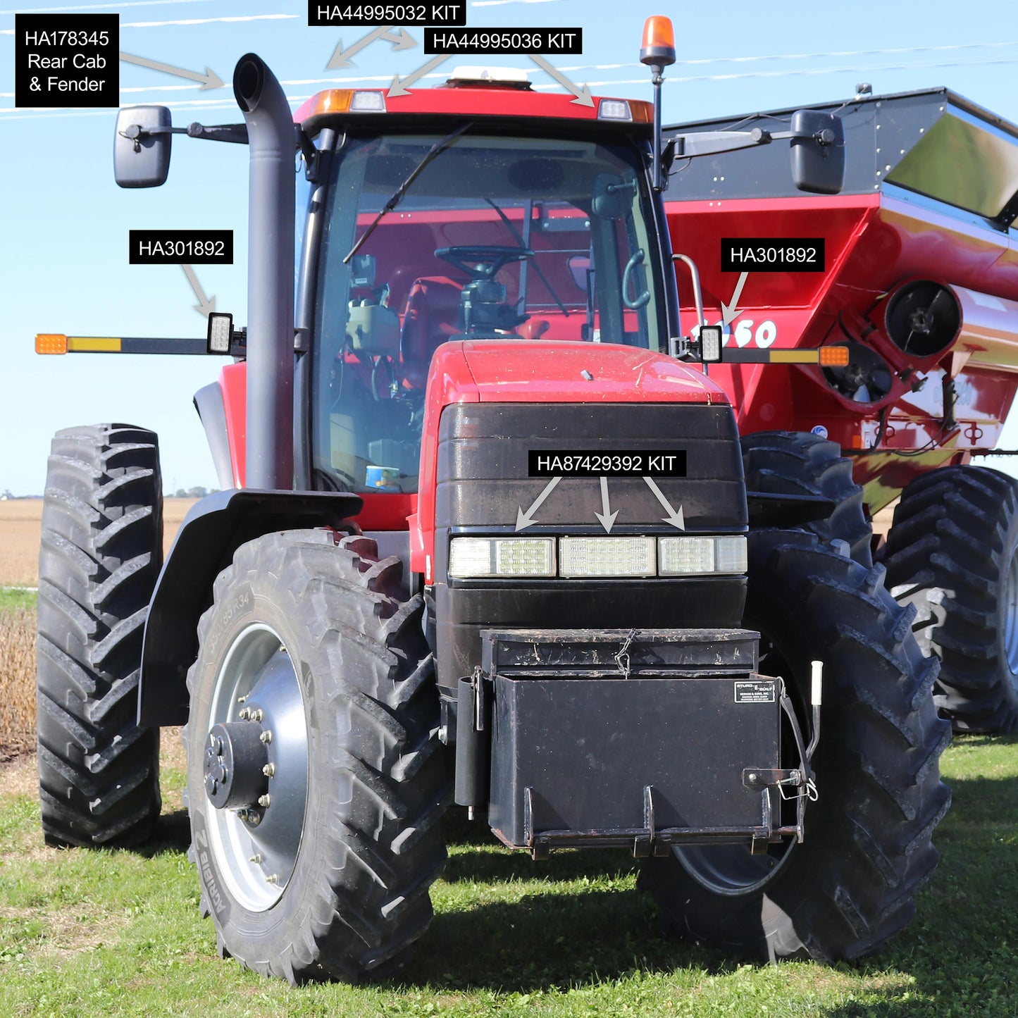 8302355 Complete LED Light Kit for Case IH MX Series Tractors w/ Horizontal Mid-Body Light