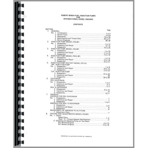 IH-S-RBDSL PUM International Harvester 95 Pay Hauler Diesel Pump Service Manual