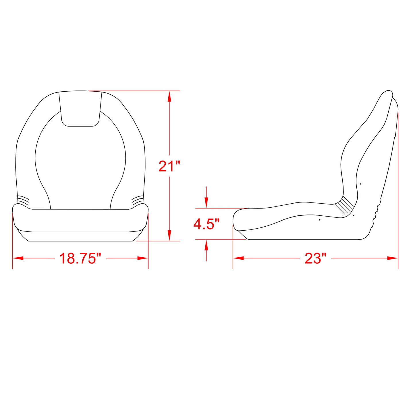 KTC650-88722 High Back Seat, Black Vinyl for Compact Tractors