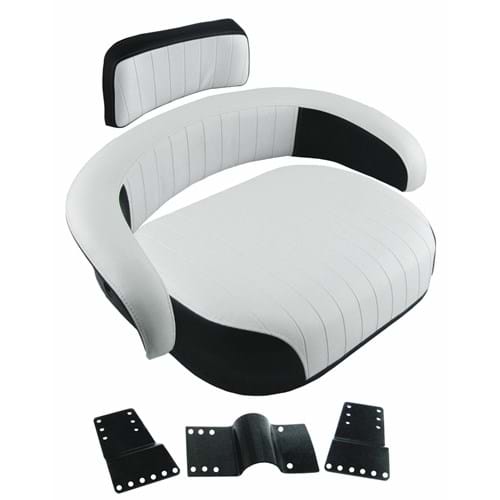 S400700EBU Cushion Set, Black & White Embossed Vinyl, Unassembled w/ Brackets - (3 pc.)