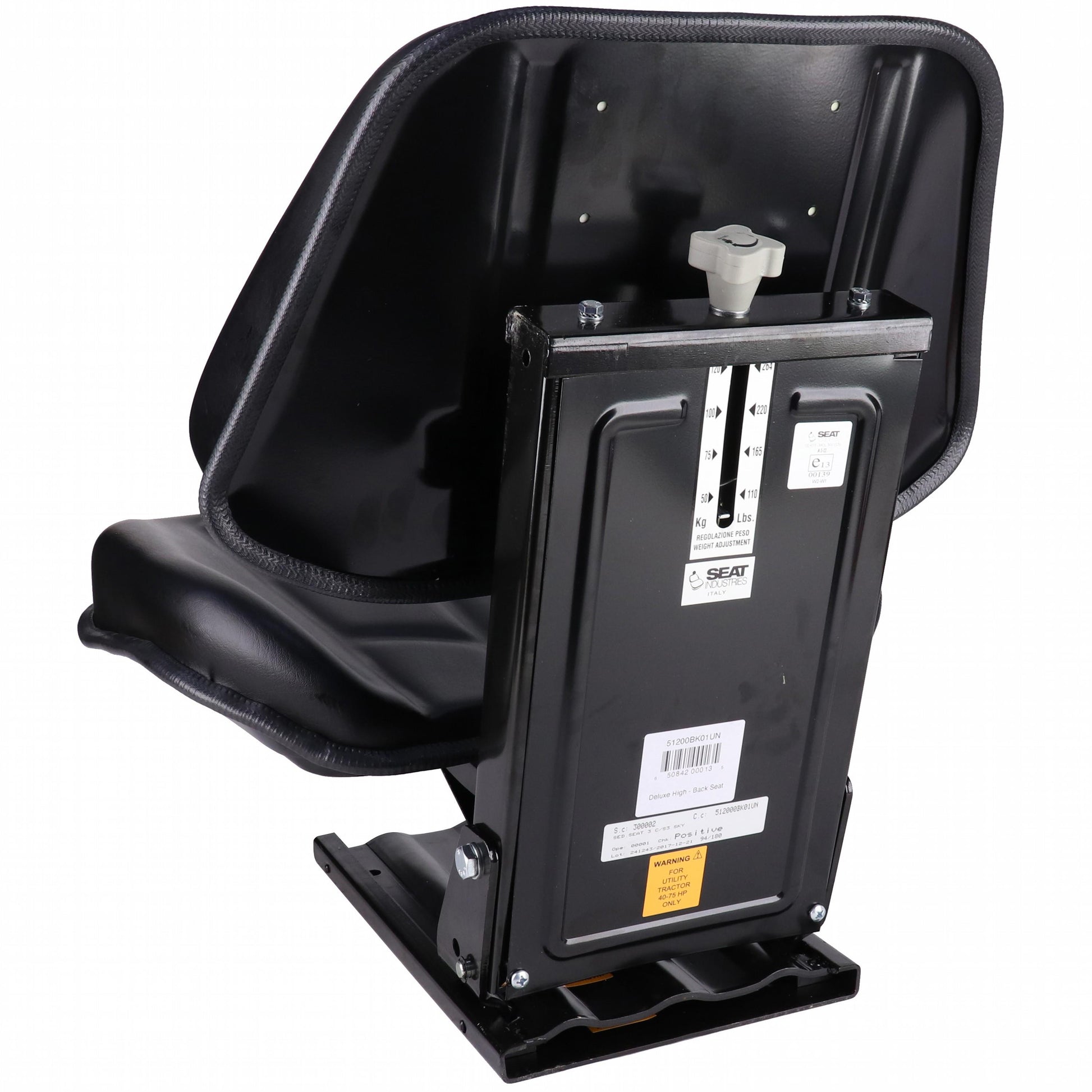 S8301276 Low Back Seat, Black Vinyl w/ Mechanical Suspension