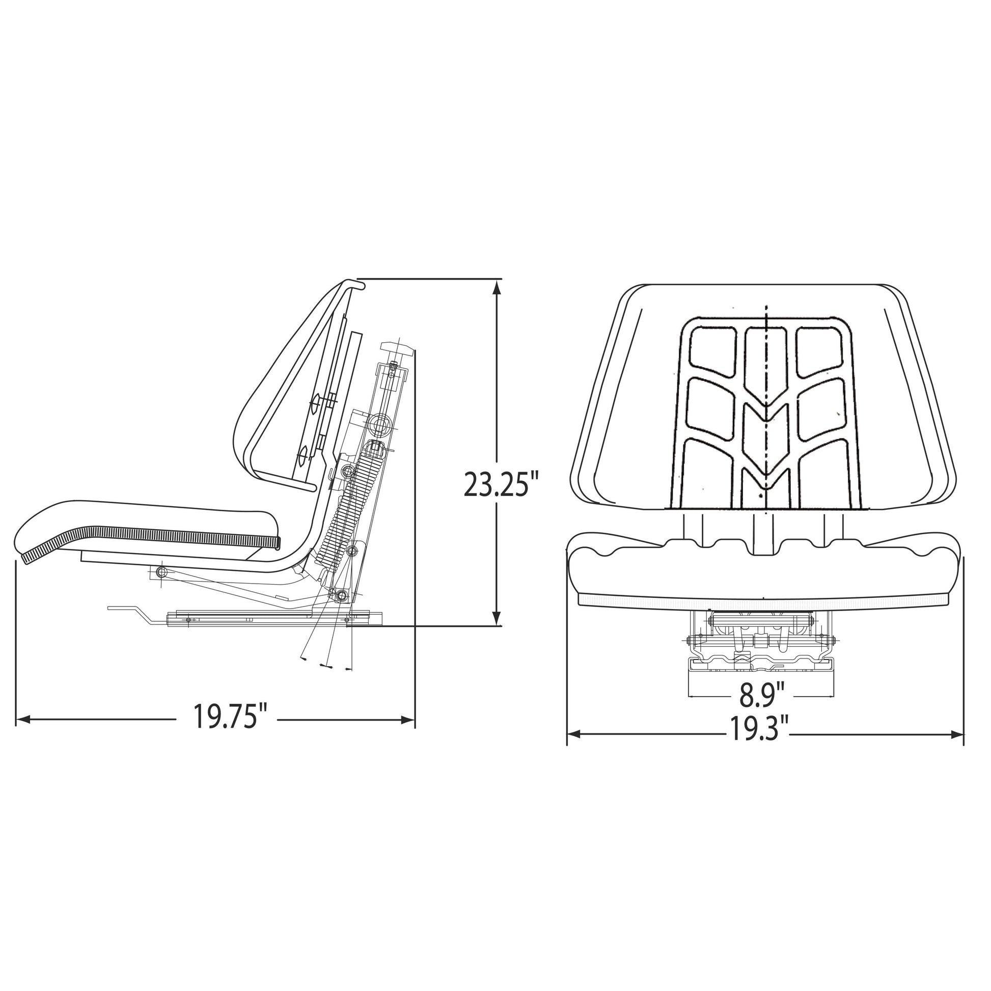 S8301276 Low Back Seat, Black Vinyl w/ Mechanical Suspension