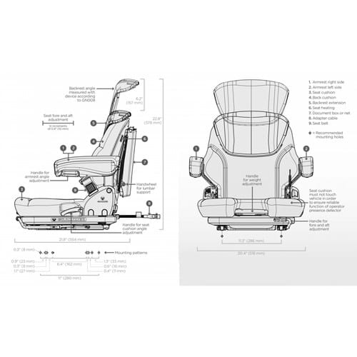 S8301450 Grammer Low Back Seat, Black Vinyl w/ Mechanical Suspension