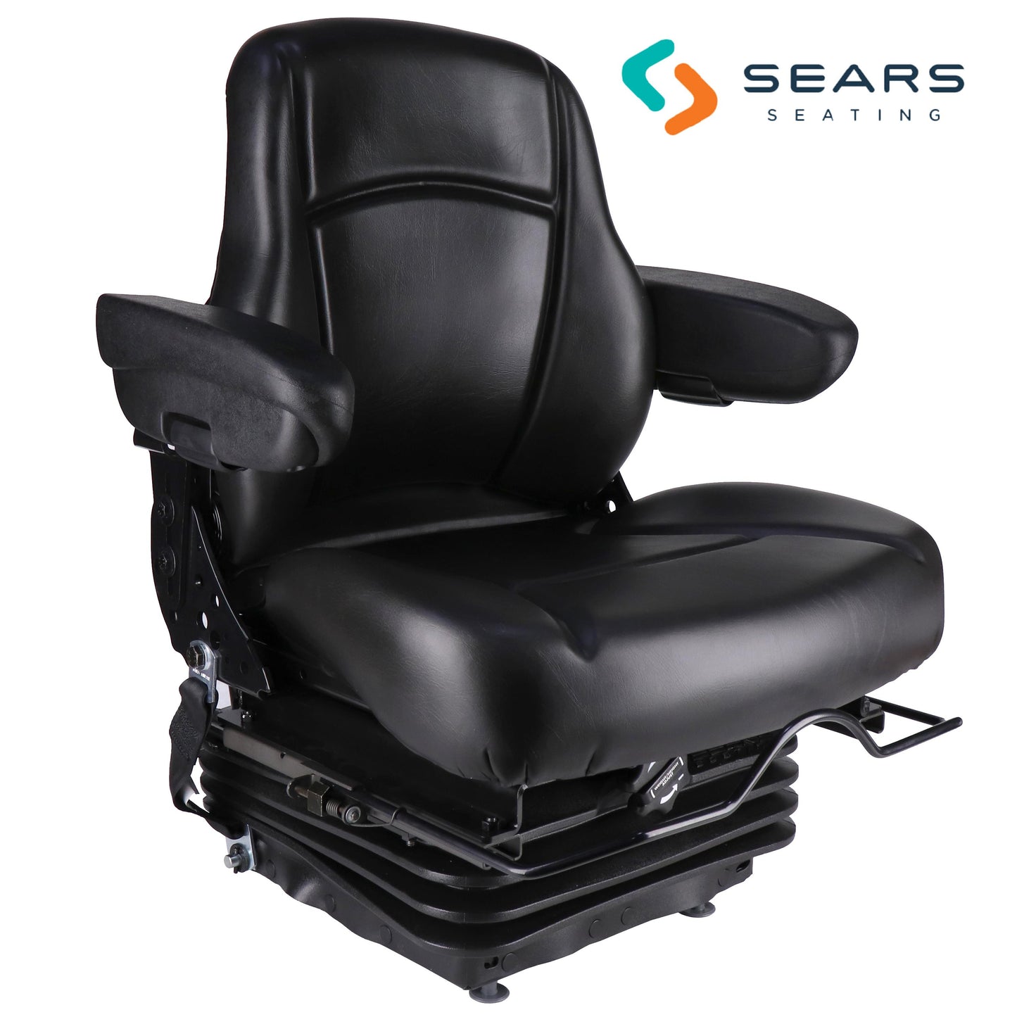 S8302273 Sears Mid Back Seat, Black Vinyl Seat, w/ Mechanical Suspension