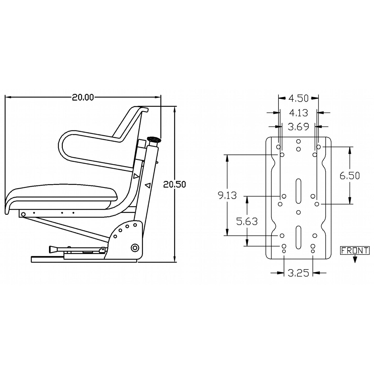 S830688 Wrap-Around Seat, Yellow Vinyl w/ Mechanical Suspension