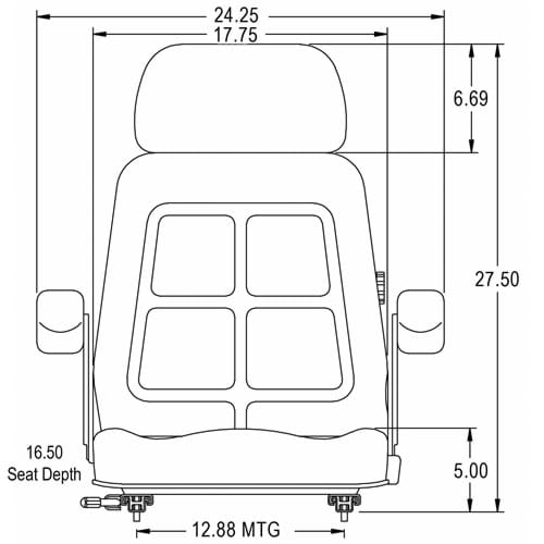 S830800 High Back Seat, Black Fabric