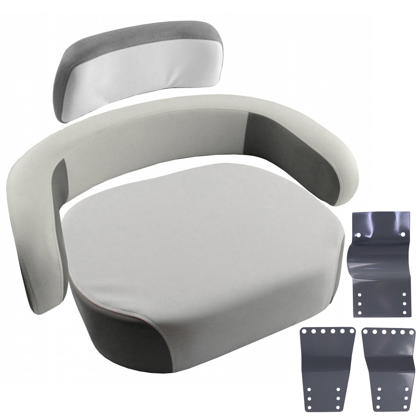 SM30082BU Cushion Set, Gray & White Vinyl, Unassembled w/ Brackets - (3 pc.)