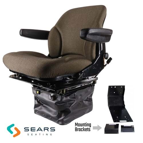 SR8301440 Sears Mid Back Seat for John Deere 30 - 55 Late Series, Brown Fabric w/ Air Suspension