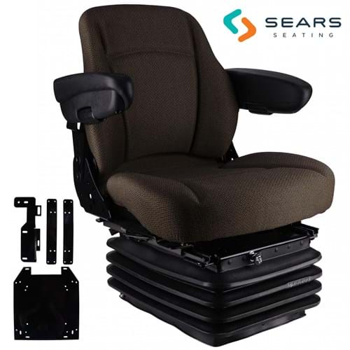 SR8302022 Sears Mid Back Seat for John Deere 7000 & 8000 Series, Brown Fabric w/ Air Suspension