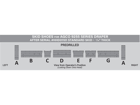 83895 30ft UHMW Poly Skid Shoe Set for AGCO 9255 – Silver