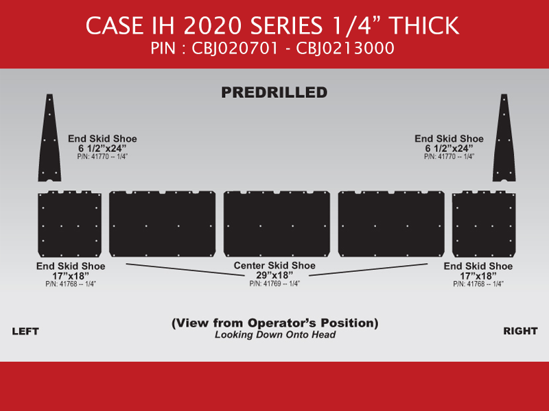 82916 Skid Shoe Set for Case IH 2020 – Black – 25′ – 1/4″ Thick
