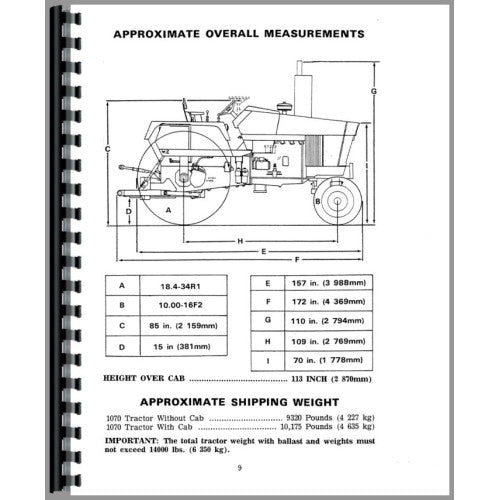 CA-O-1070 L Case 1070 Tractor Operators Manual (Various Ser #s)