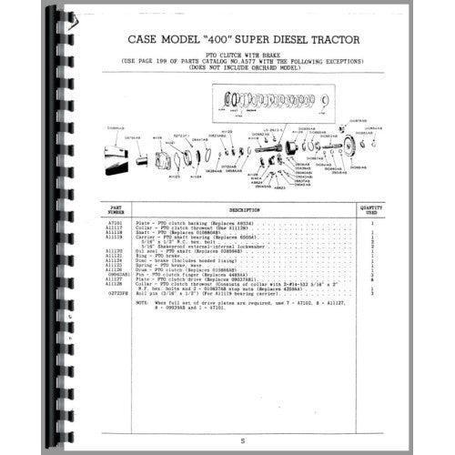 CA-P-400 Case 411 Tractor Parts Manual