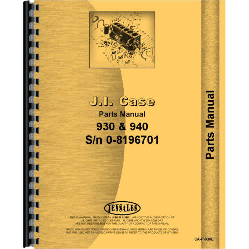 CA-P-930E Case 930 Tractor Parts Manual (Prior to 8196701)