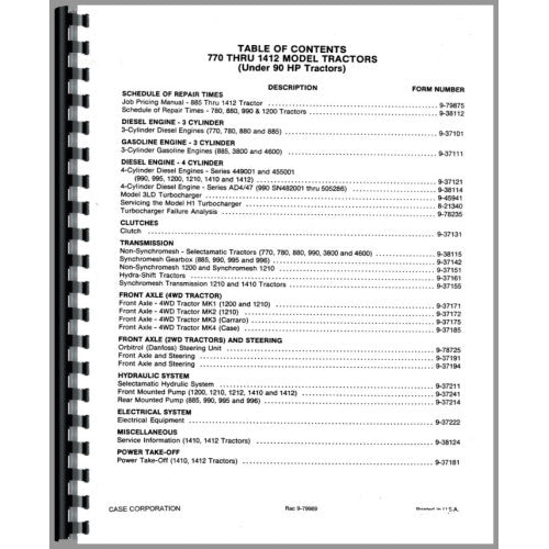 CA-S-770+T.M. Case 780 Tractor Service Manual (Manual)