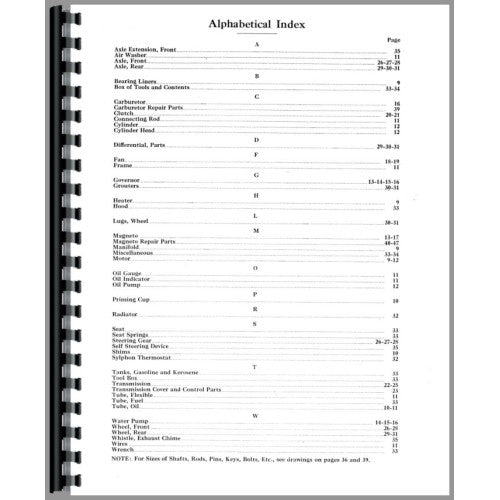 CA-P-12-20 Case A Tractor Parts Manual