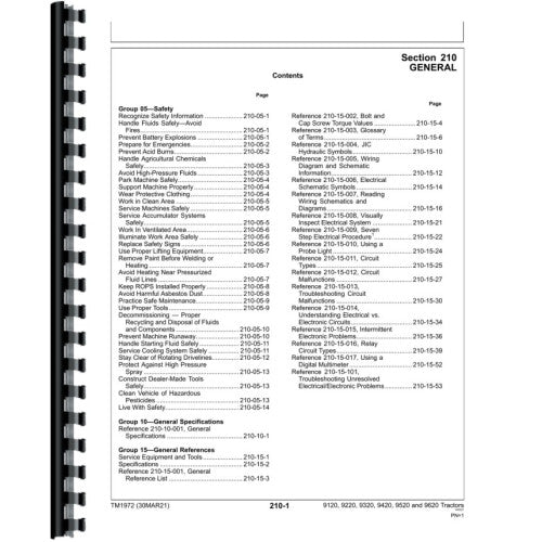 JD-S-TM1972 Service Manual fits John Deere 9120 Diagnostic