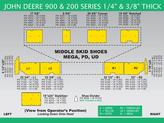 81066 13′ Skid Shoe Set for John Deere 900 – Yellow – 1/4″ Predrilled