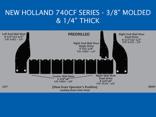 83315-1 30′ Skid Shoe Set for New Holland 740CF Dual Drive – Black UHMW – Predrilled
