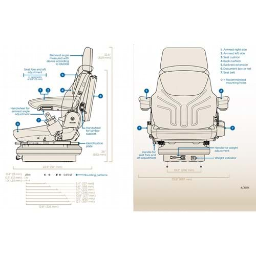 S8301452 Grammer Mid Back Seat, Black Vinyl w/ Mechanical Suspension