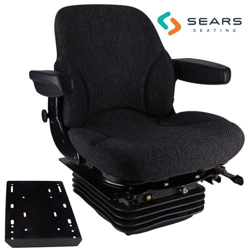 S8301697 Sears Mid Back Seat for Case IH 5100 & 5200 Series Maxxum, Asphalt Gray Fabric w/ Air Suspension & Swivel