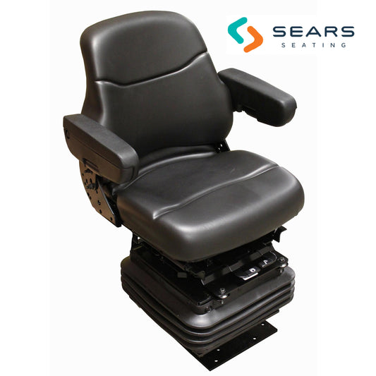 S8302043 Sears Backhoe Mid Back Seat, Black Vinyl w/ Mechanical Suspension