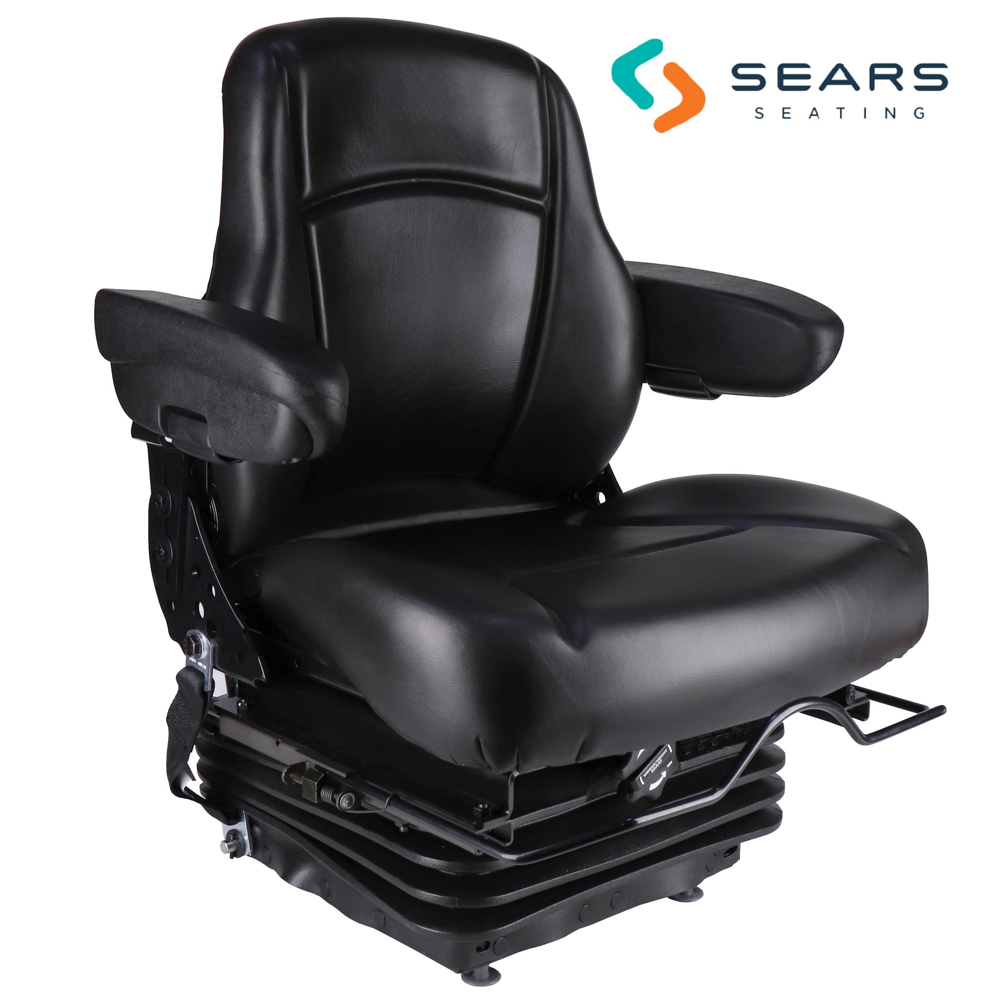 S8302273 Sears Mid Back Seat, Black Vinyl Seat, w/ Mechanical Suspension