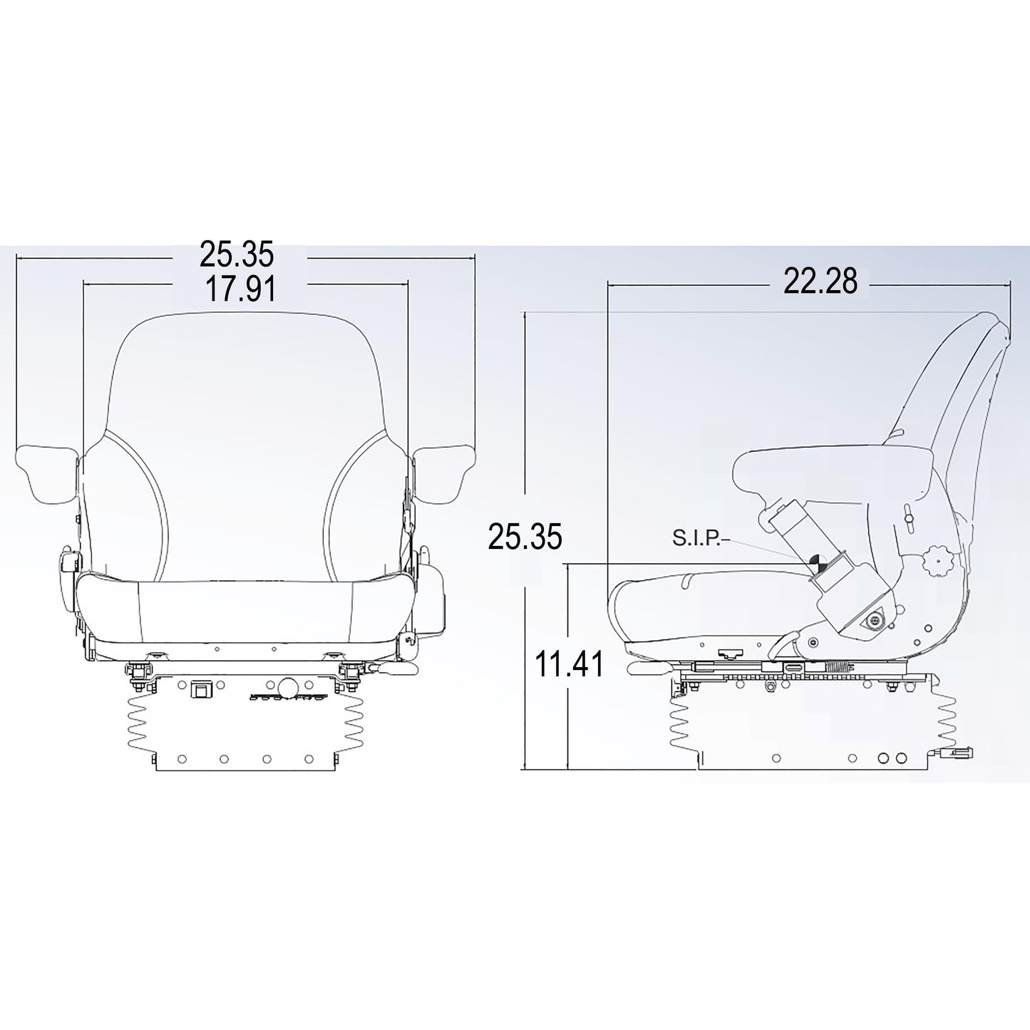 S8302281 Sears Mid Back Seat, Asphalt Gray Fabric, w/ Air Suspension