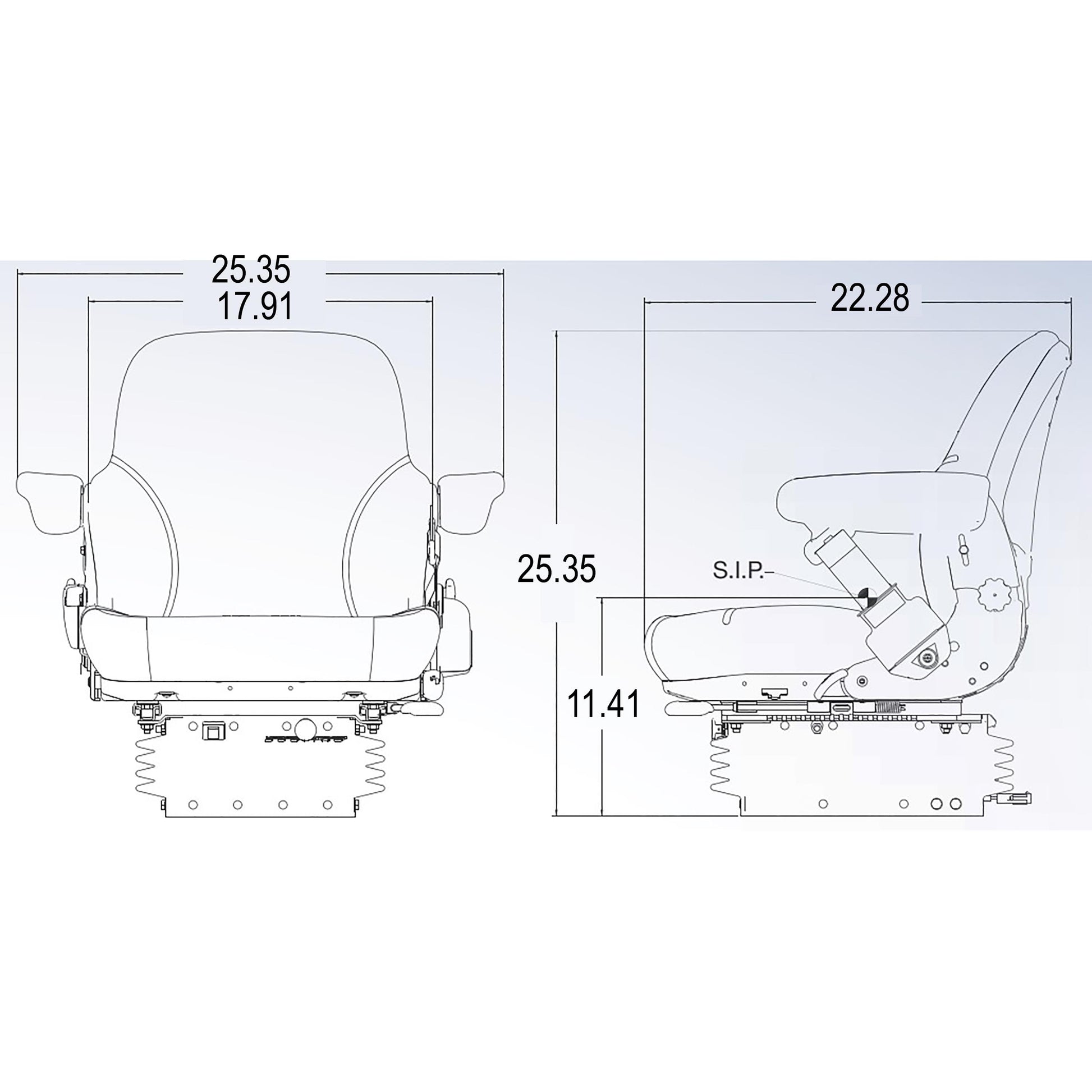 S8302281 Sears Mid Back Seat, Asphalt Gray Fabric, w/ Air Suspension