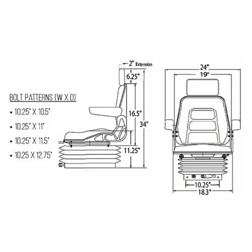 S830809 High Back Seat, Black Vinyl w/ Mechanical Suspension