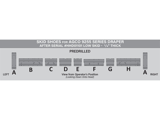 83899 25ft UHMW Poly Skid Shoe Set for AGCO 9255 Series – Low Skid – Silver