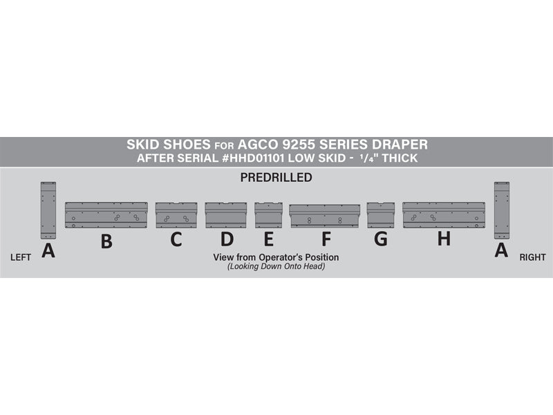 83900 30ft UHMW Poly Skid Shoe Set for AGCO 9255 Series – Low Skid – Silver