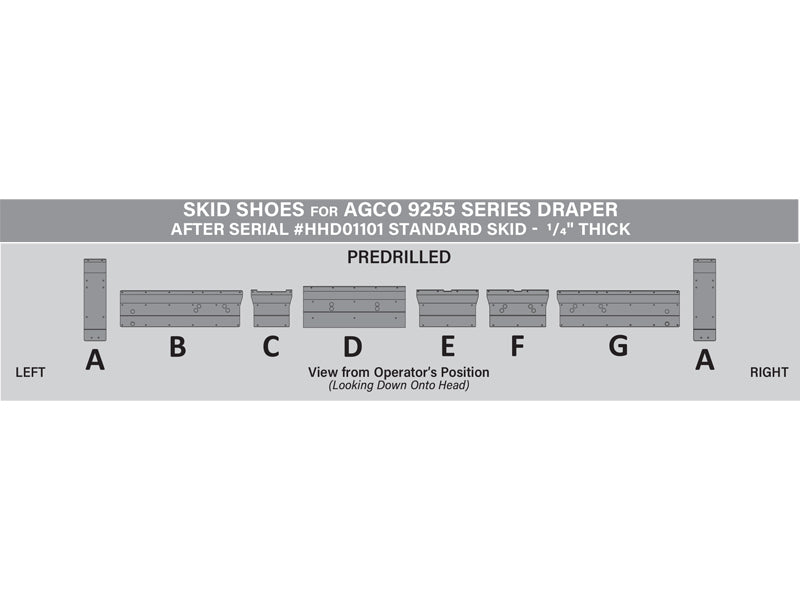 83894 25ft UHMW Poly Skid Shoe Set for AGCO 9255 – Silver