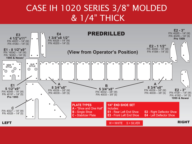 81737 Skid Shoe Set for Case IH 1020 – 17.5′ – Silver – Predrilled