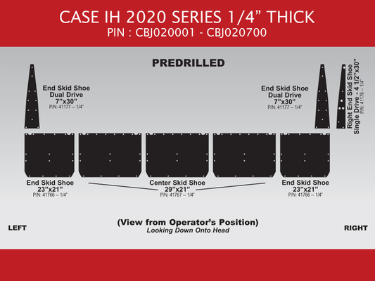 82913 Skid Shoe Set for Case IH 2020 CBJ020001-CBJ020700 – 20′ – 1/4″ Thick