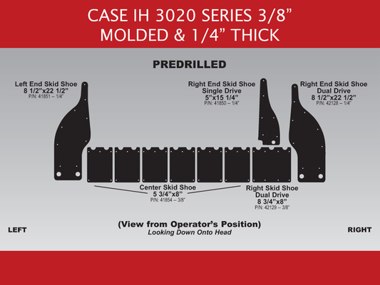83561 Skid Shoe Set for Case IH 3020 Dual Drive – 20′ – Black – Predrilled